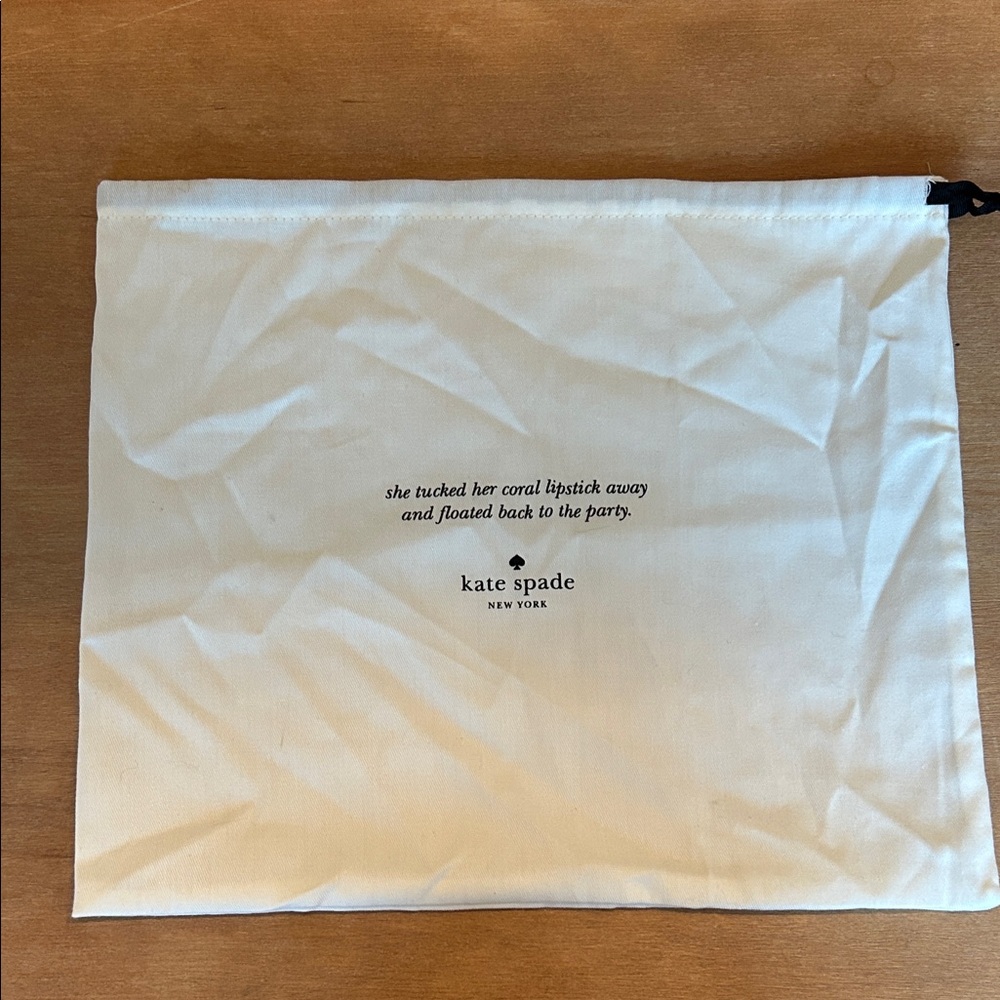 kate spade White Drawstring Dust Bag with Black Logo